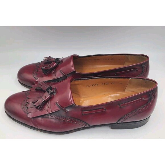 SALVATORE FERRAGAMO Tassel Loafers Mens‎ 10 B Dress Shoes Wingtip Burgundy main image 4